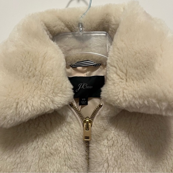 J. Crew Size XS White plush fleece bomber jacket AB877 Full Zip - Picture 3 of 6